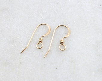 1 Pair 14K Gold Filled French Hook Ear Wire with Coil Flattened Edge Earring Wires Earring Hook Component