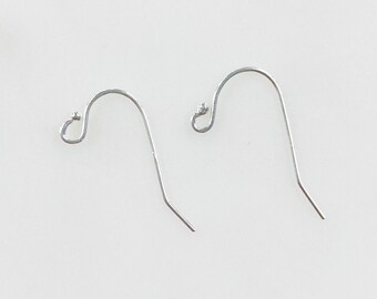 1 Pair Ball End Earring Wire Fish Hook Wire in Sterling Silver, Jewelry Making Supplies