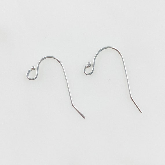 1 Pair Ball End Earring Wire Fish Hook Wire in Sterling Silver, Jewelry  Making Supplies 