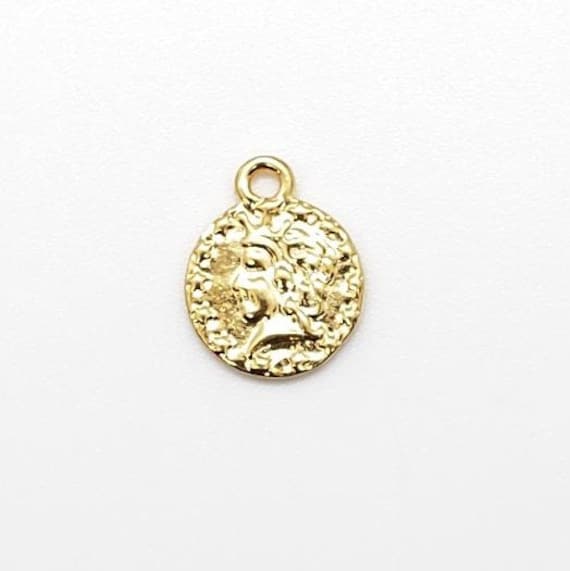 Vermeil Gold Double Sided Liberty Coin with Detailed Shield Back Pendant Coin Replica Medallion