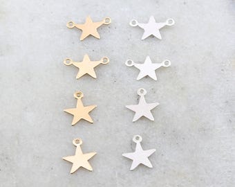 4 stuks, kies je ster, 14k verguld of sterling zilver, delicate, lichtgewicht, verfijnde kleine bedeltjes, permanente sieraden