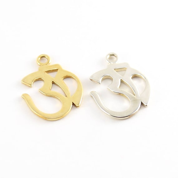 Cut Out Ohm Charm Pendant With loop in Sterling Silver and Vermeil Gold