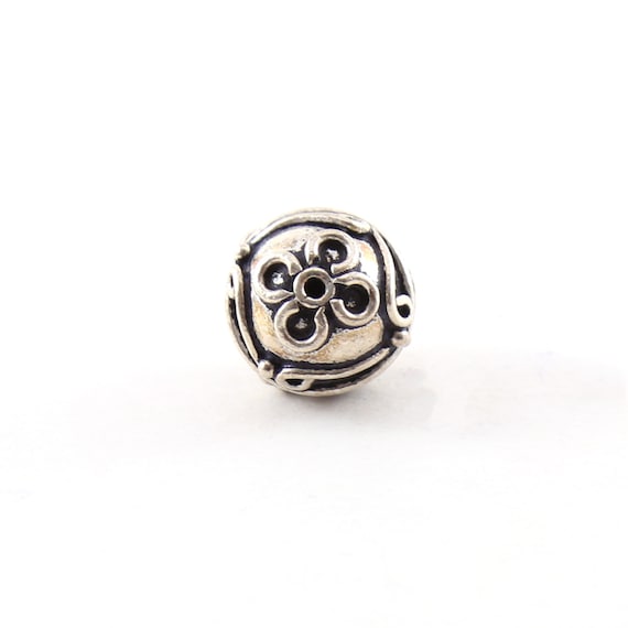 Bali Style Large Sterling Silver Daisy Flower Patterned 13mm Spacer Bead