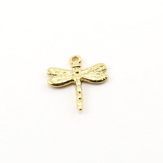 Dragonfly Vermeil Gold Charm Insect Nature Spring Pendant