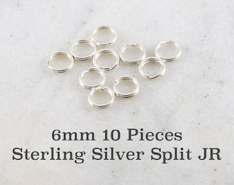 10 pieces 6mm sterling silver split jump rings charm links jewelry making supplies sterling findings