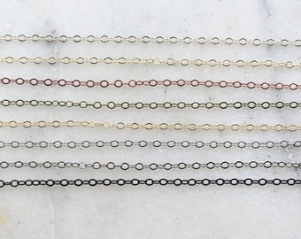 Base Metal Extra Dainty Minimal Flat Link Cable Chain 2.75mm x 2mm in 8 Finishes / Chain by the Foot