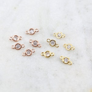 5 Teeny Tiny Gold of Rose Gold Rhodium Plated 5 mm CZ Zirconia Connector Charm Necklace Link permanente sieraden