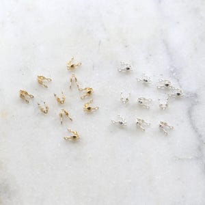 10 stuks dubbele lus knoophoesjes van 925 sterling zilver of 14k verguld goud, benodigdheden voor het rijgen van kralen