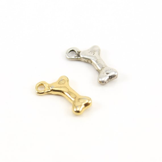 Mini Dog Bone Charm in Sterling Silver or Vermeil Gold Dog Lover Animal Pendant