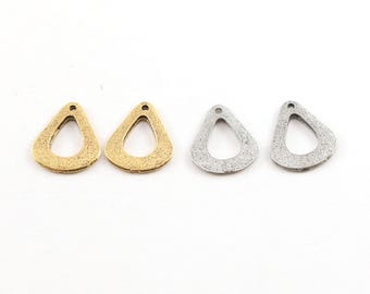 2 pezzi ciondoli a forma di petalo aperto a goccia in metallo di peltro con texture a macchie, oro antico, argento antico
