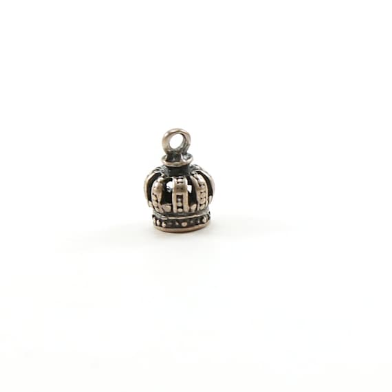 Sterling Silver Small Realistic 3D Crown Queen Royal Charm