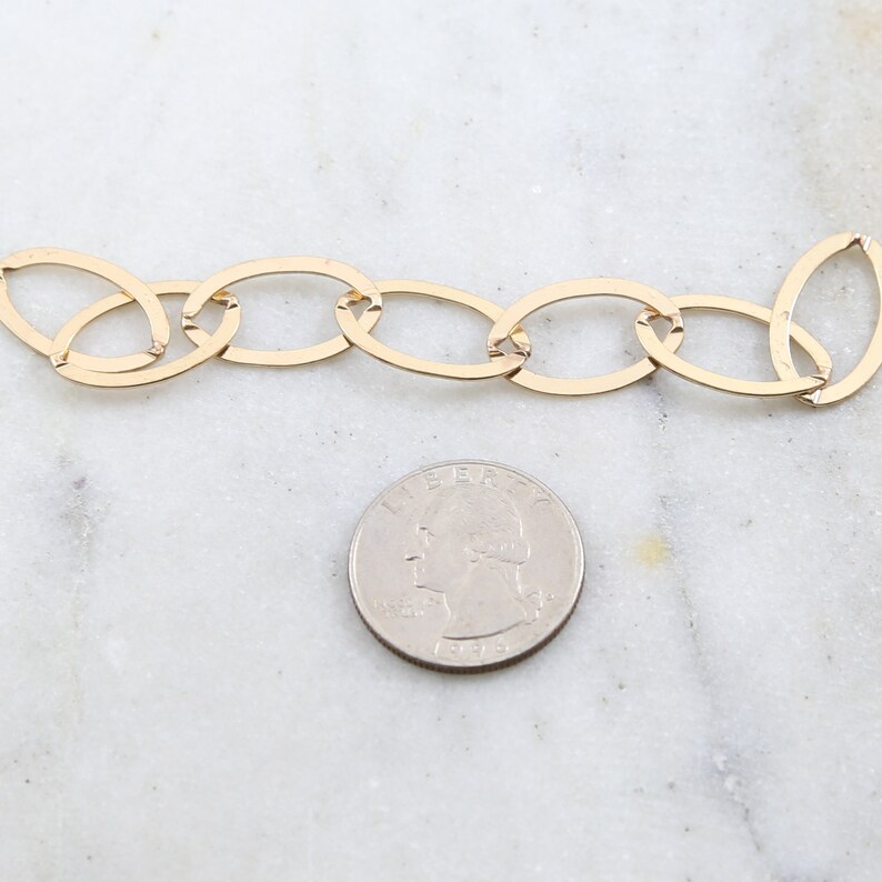 Base Metal Large Flat Smooth Oval Chain in Shiny Gold or Shiny Silver Nickel Lead Free Chain By the Foot