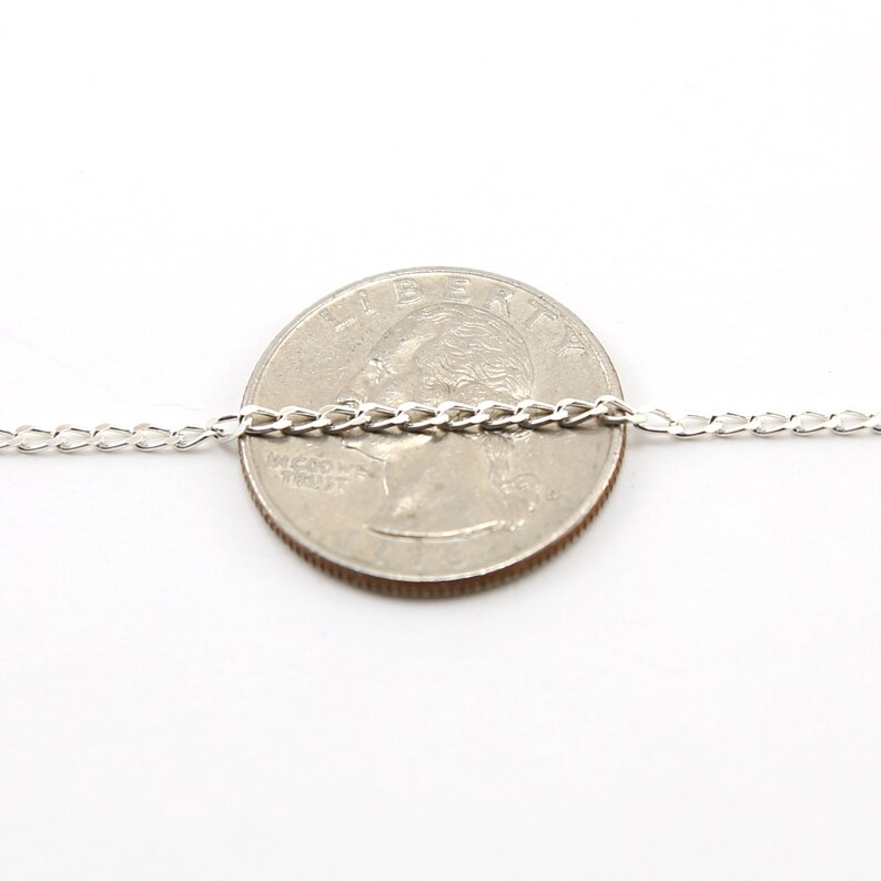 Diamond Cut Curb Chain Sterling Silver / Sold by the Foot / Bulk Unfinished Chain image 4