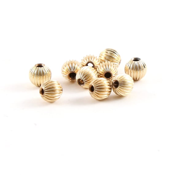 10 Pieces 5mm Corrugated Seamless Round 14K Gold Filled Spacer Beads