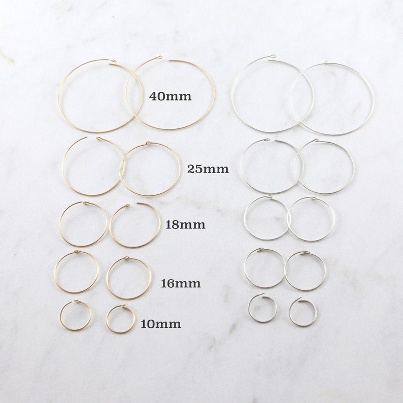 1 Pair Beading Hoop Earring Wire 40mm, 25mm, 18mm, 16mm, 10mm Earring Wires Earring Hook Component image 2