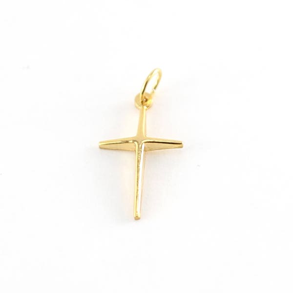 14K Gold Filled Plain Cross Charm Religious Spirtual Pendant