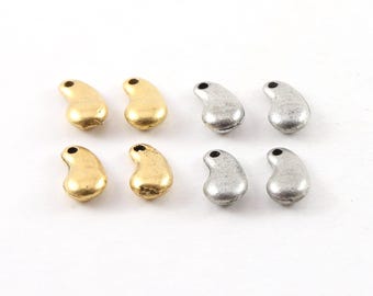 4 pieces pewter metal thick kidney shape tag charm 10mm x 6mm in antique gold or antique silver