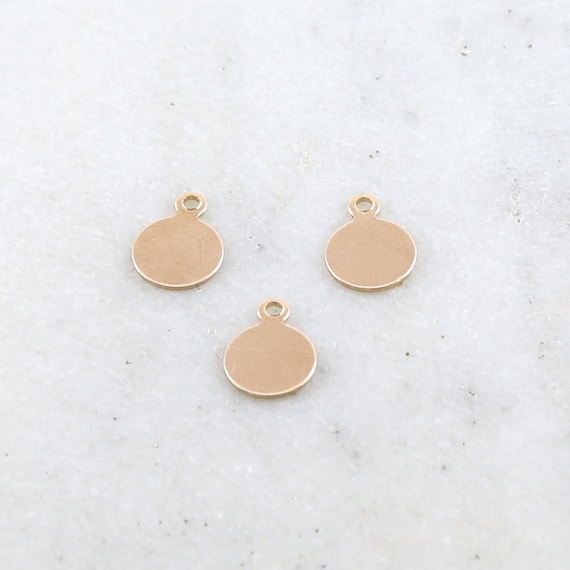 3 Pieces 14K Gold Filled 7mm Stamping Round Circle Disc Charm with Loop