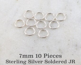 10 pieces 7mm 19 gauge sterling silver soldered closed jump rings charm links jewelry making supplies sterling findings