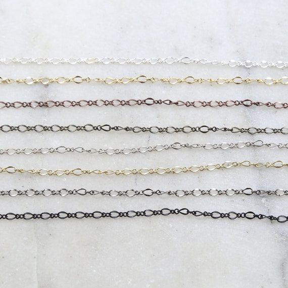 Base Metal Ultra Dainty Figure 8 Chain in 8 Finishes / Chain By the Foot