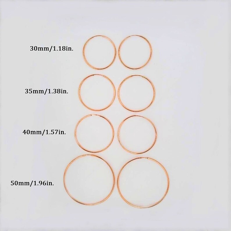 1 Pair 14K Rose Gold Filled Small Endless Hoop Earrings ,30mm,35mm,40mm, 50mm Earring Wires Earring Component image 3