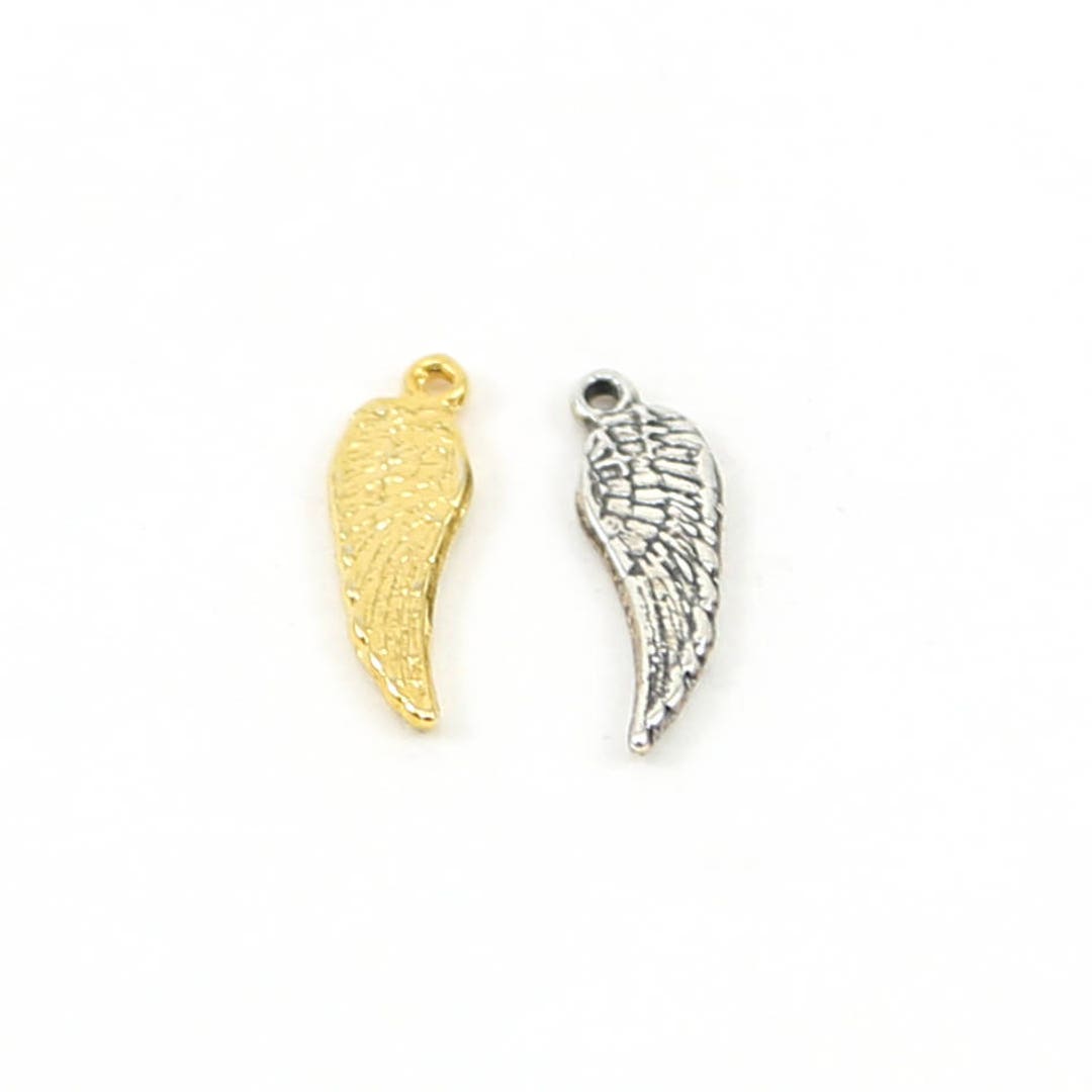 Tiny Angel Wing Charm Sterling Silver or Vermeil Gold Mini Dainty
