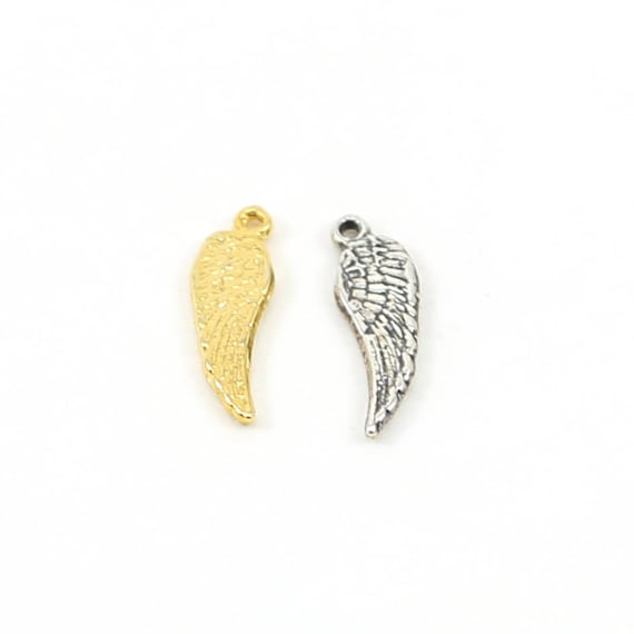 Tiny Angel Wing Charm Sterling Silver or Vermeil Gold Mini Dainty Little Wing for Necklace or Earrings