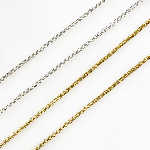 Base Metal Thinner Venetian Box Chain Choose Your Color Jewelry Making Chains / Sold By The Foot / Bulk Unfinished Chain