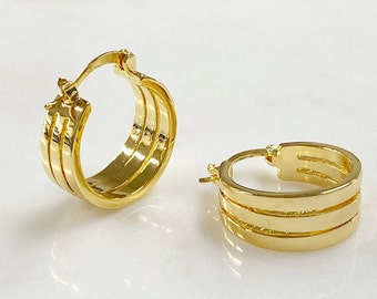 18k Gold Filled Multi Layered Hoop Earrings