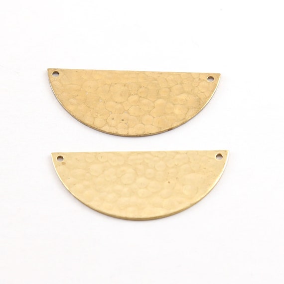 2 Pieces Large Lightweight Raw Brass Metal Stamping Blank Half Circle Connector Charm Pendant