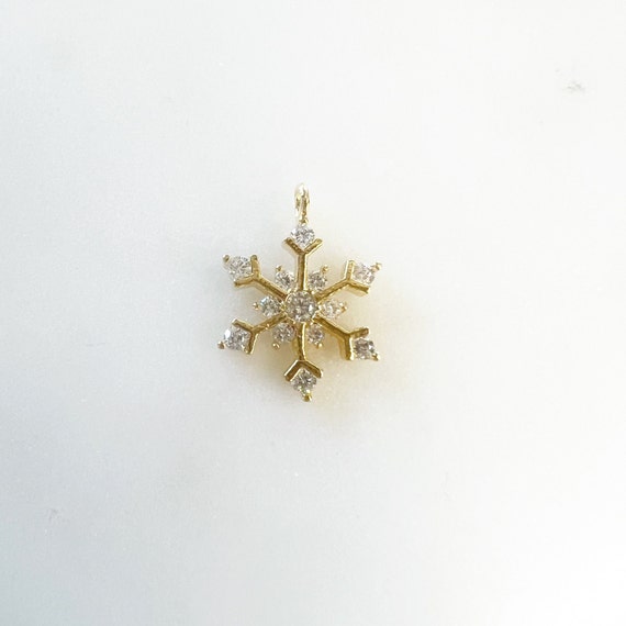 Winter Wonderland Snowflake CZ Charm, Gold Plated Winter Charm, Seasonal Charm, Christmas Charm Snow Charm