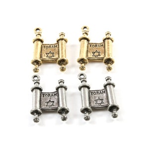 2 Stück Tora Davidstern Papierrolle Anhänger Charm religiöser jüdischer Anhänger 20 mm x 13 mm