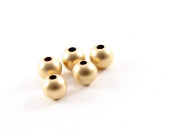 5 pieces 6mm smooth matte gold seamless round 14k gold filled spacer beads