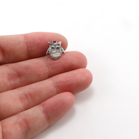 Cute Tiny Sterling Silver Owl Charm Nature Bird Pendant