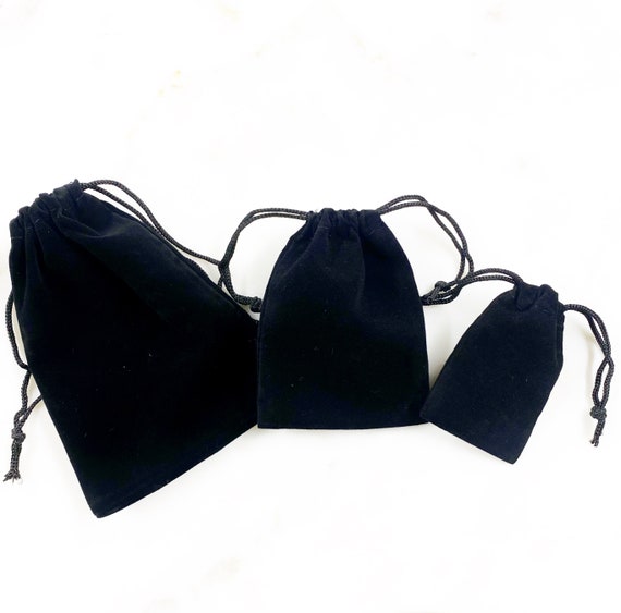 5 Pieces Black Velveteen Drawstring Bag Pouch Wedding Favors, Jewelry Packaging, Coin Storage, Small Gift Bag / Choose your Size