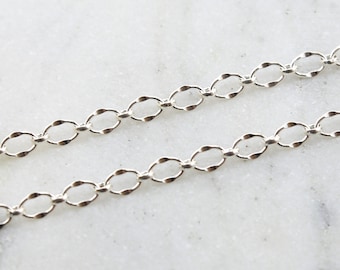 Crimped Oval Sterling Silver Chain 7mm x 5mm / Sold by the Foot / Bulk Unfinished Chain