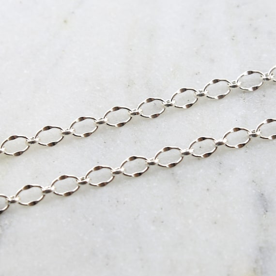 Crimped Oval Sterling Silver Chain 7mm x 5mm / Sold by the Foot / Bulk Unfinished Chain