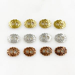 4 piece pewter hammered detailed bar leather connector button double hole bar antique gold, silver, or copper