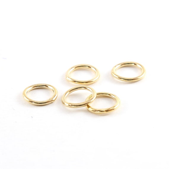 5 Pieces Small 11mm Shiny Gold Smooth Open Circle Connector Ring Charm Rhodium Plated Brass