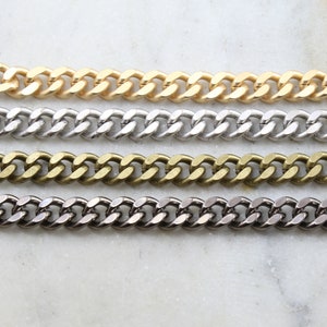 Base Metal Extra Large Thick Faceted Diamond Cut Curb Chain in 5 Finishes Purse Chain Heavy Duty Sturdy Openable Links / Chain By the Foot