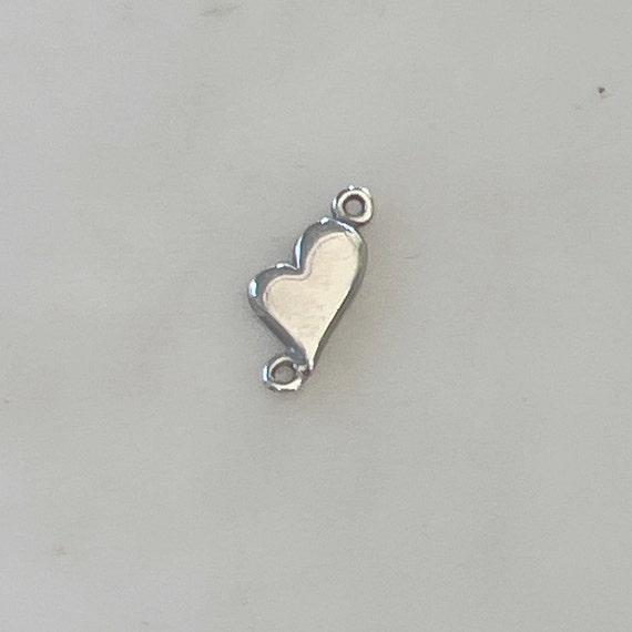 Whimsical  Heart Connector Charm in Sterling Silver Dainty Heart Love Pendant Permanent Jewelry