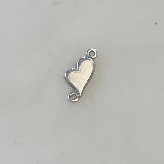 Whimsical  Heart Connector Charm in Sterling Silver Dainty Heart Love Pendant