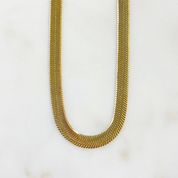 Ready to Wear 18k Gold Filled  Thick Herringbone Chain Necklace 7mm in 16 or 18 Inch