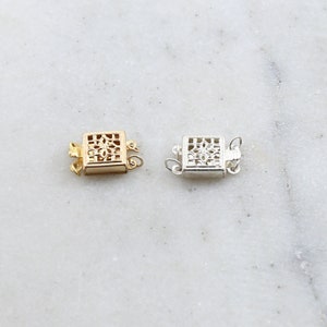 2 Strang 8,5 mm x 8,5 mm Square Box Filigree Verschluss in Sterling Silber oder 14K Gold Filled Schmuckherstellung Zubehör Kette Zubehör
