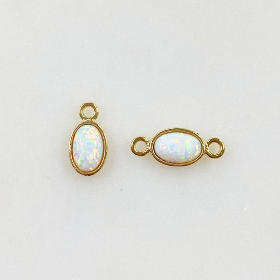 16k Gold Plated Opal Pendant Charm Choose Your Style Single Loop or Connector Charm Unique Opal Charm