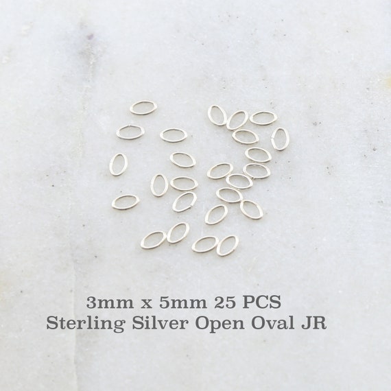 25 Pieces 3mm x 5mm Sterling Silver Open Oval Jump Rings Charm Links Jewelry Making Supplies Sterling Findings