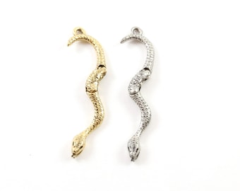 Moveable curved snake charm pendant pewter antique gold or antique silver