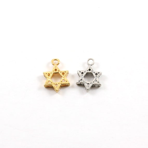 Thick Star of David 3D Charm Religious Jewish Pendant in Sterling Silver or Vermeil Gold