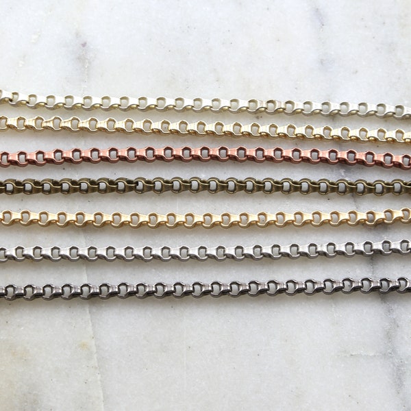Base Metal Plated Chain Thick Sturdy Oblong Circle Chain in 7 Finishes / Chain by the Foot