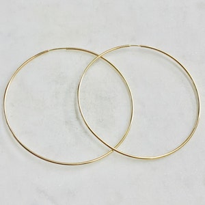 1 Pair 14K Gold Filled or Sterling Silver Very Large Endless Hoop Earring Choose Your Style 65mm Earring Wires Earring Hook Component image 2